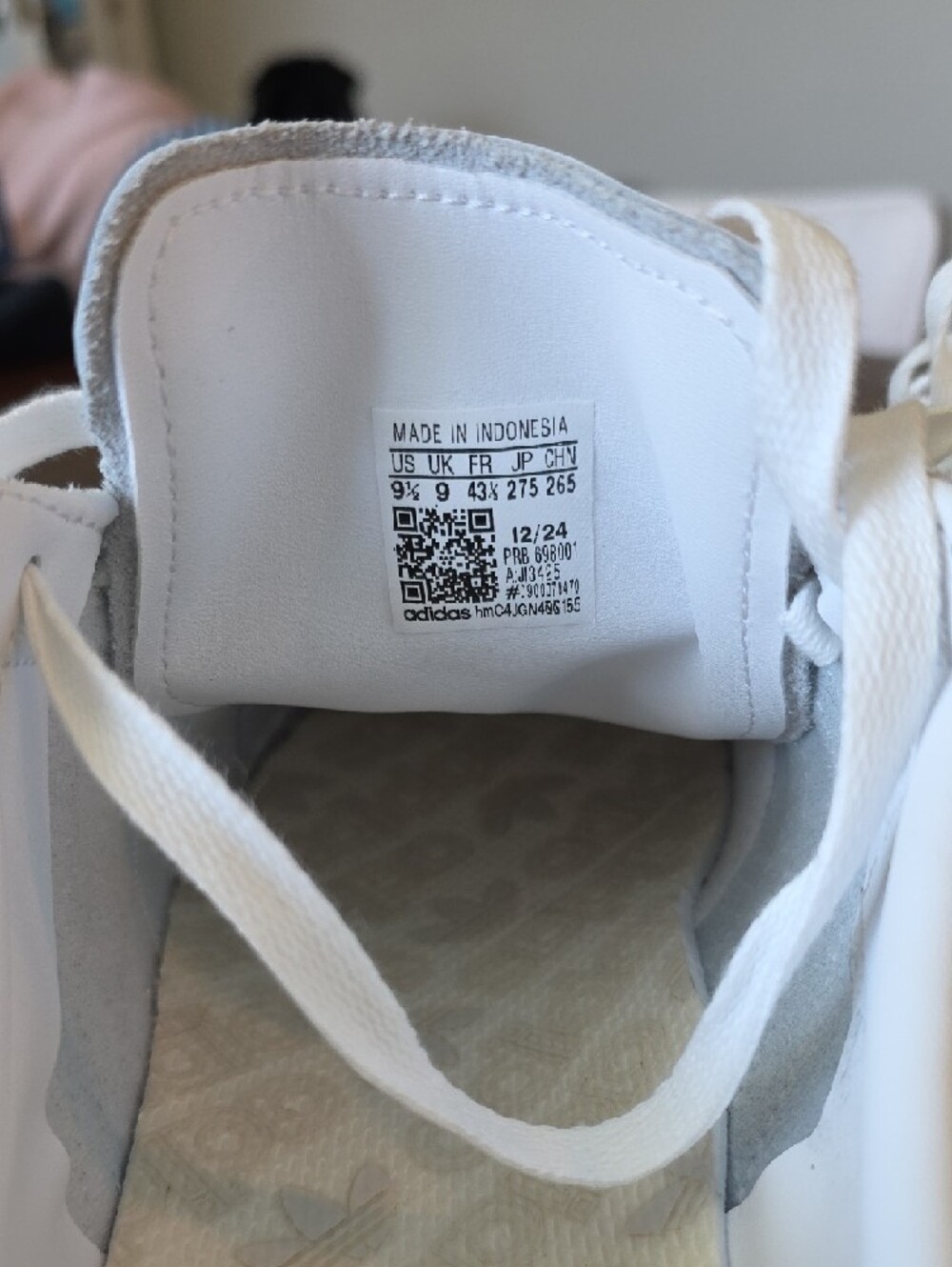 adidas White Leather Low-Top Sneakers with Cream Sole - Picture 6 of 7